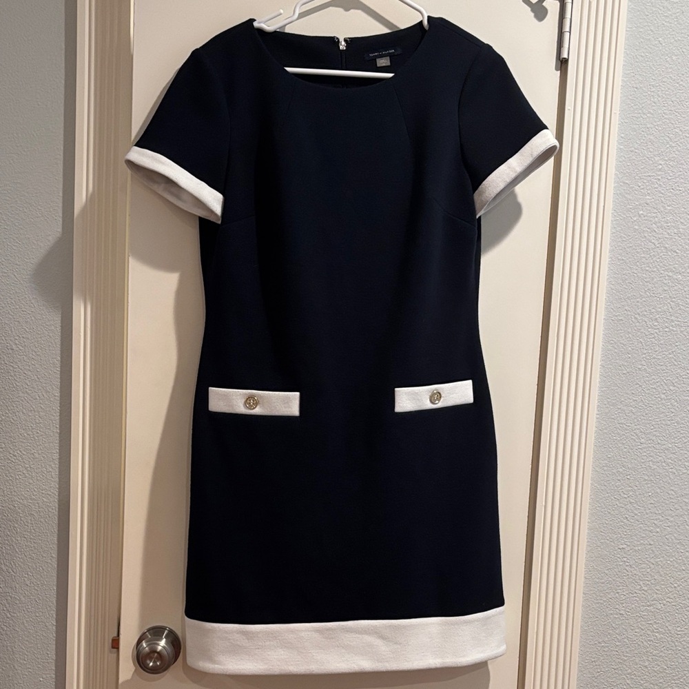 Tommy Hilfiger Navy and White Mini Dress